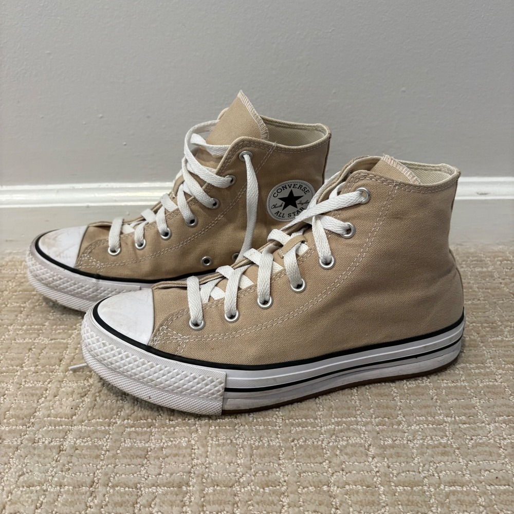 Converse Chuck Taylor All Star High Top‎ Sneakers Khaki Tan Kids Size 5 Youth